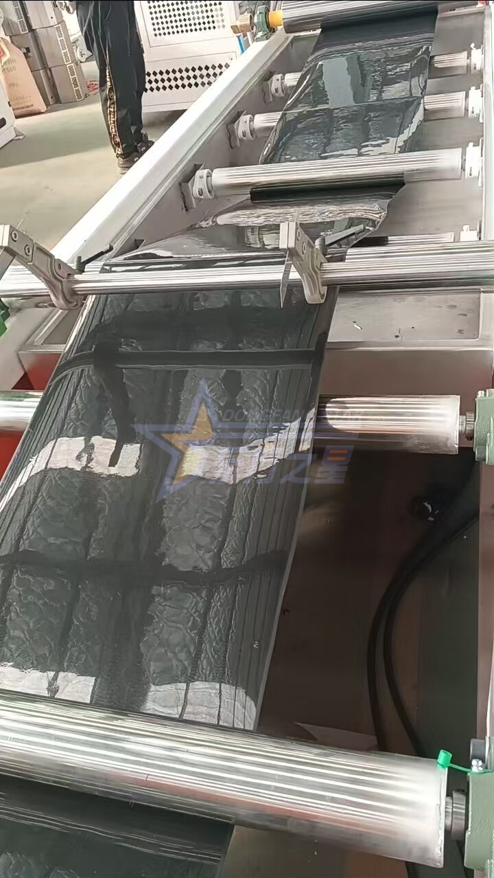 Kund besöker Qingdao EASTSTAR-fabriken för provkörning av PP/PS plantbricka produktionslinje på plats